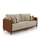 Ver imagem 1 de Sofá 3 Lugares Living 212cm Pé Madeira Valença Marrom/veludo Bege K01 - D'Rossi