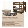 Beliche com Cama Auxiliar 03 Colchões D20 Treliche Completa Cor:castanho - 2