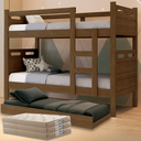 Ver imagem 1 de Beliche com Cama Auxiliar 03 Colchões D20 Treliche Completa Cor:castanho