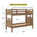 Ver imagem 2 de Beliche com Cama Auxiliar 03 Colchões D20 Treliche Completa Cor:castanho