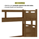 Ver imagem 6 de Beliche com Cama Auxiliar 03 Colchões D20 Treliche Completa Cor:castanho