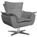 Ver imagem 2 de Kit 2 Poltronas Decorativas Base Giratória Cromada Charger Suede Grafite - Gran Belo