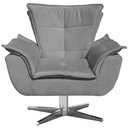 Ver imagem 3 de Kit 2 Poltronas Decorativas Base Giratória Cromada Charger Suede Grafite - Gran Belo