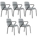Ver imagem 1 de Kit 05 Cadeiras Estofada para Sala de Jantar com Braço Loft Preto C01 Courino Saturno Off White - Ly