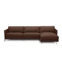 Ver imagem 5 de Sofá Decorativo Karine 5 Lugares Sala de Estar 300cm com Chaise Pés em Aço Couro Marrom Chocolate G8