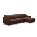 Ver imagem 2 de Sofá Decorativo Karine 5 Lugares Sala de Estar 300cm com Chaise Pés em Aço Couro Marrom Chocolate G8