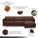 Ver imagem 3 de Sofá Decorativo Karine 5 Lugares Sala de Estar 300cm com Chaise Pés em Aço Couro Marrom Chocolate G8