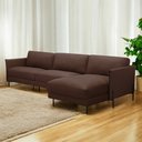 Ver imagem 1 de Sofá Decorativo Karine 5 Lugares Sala de Estar 300cm com Chaise Pés em Aço Couro Marrom Chocolate G8