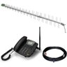 Kit Telefone 3G com Antena Celular Rural Dual 2 Chip Quad Band Oi Vivo Claro Tim Anatel Completo - P - 1