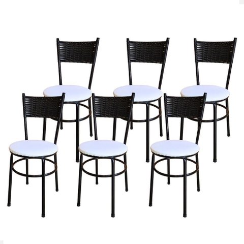Conjunto 6 Cadeiras Pretas para Cozinha Viena Cor:branco