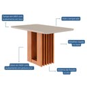 Ver imagem 2 de Mesa para 4 Lugares Tampo em Mdf e Vidro Temperado 130cm Ariela Cimol Cinamomo/off White