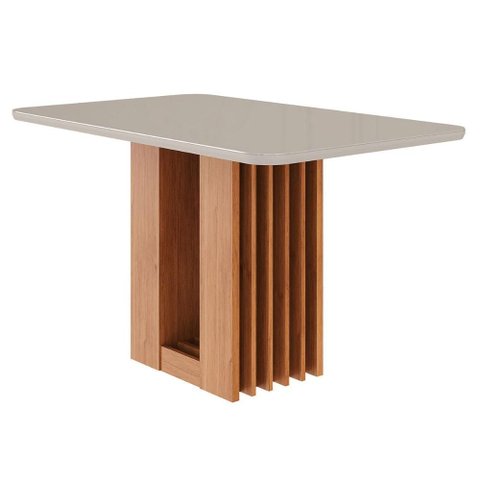 Mesa para 4 Lugares Tampo em Mdf e Vidro Temperado 130cm Ariela Cimol Cinamomo/off White