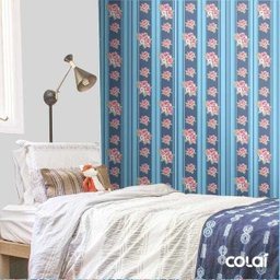 Papel De Parede Adesivo Lavável Rosas Em Laços Azuis 3m - 3