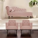 Ver imagem 2 de Kit Diva Recamier Diana 140cm Lado Direito e 02 Poltronas Classic Suede Rosê - ADJ Decor