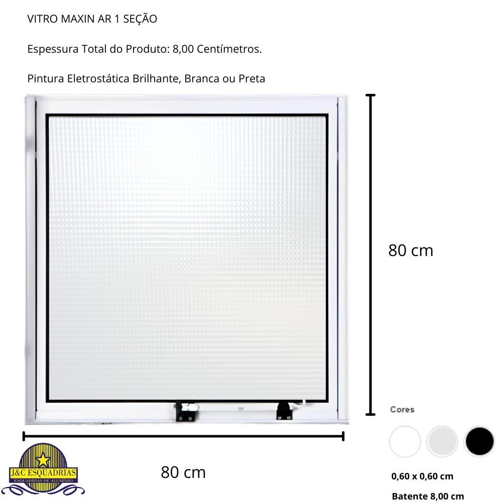 Janela Vitro Max Ar sem Grade de Aluminio Branco Liso 80x80 com Vidro Mini Boreal Transparente J&c - 5