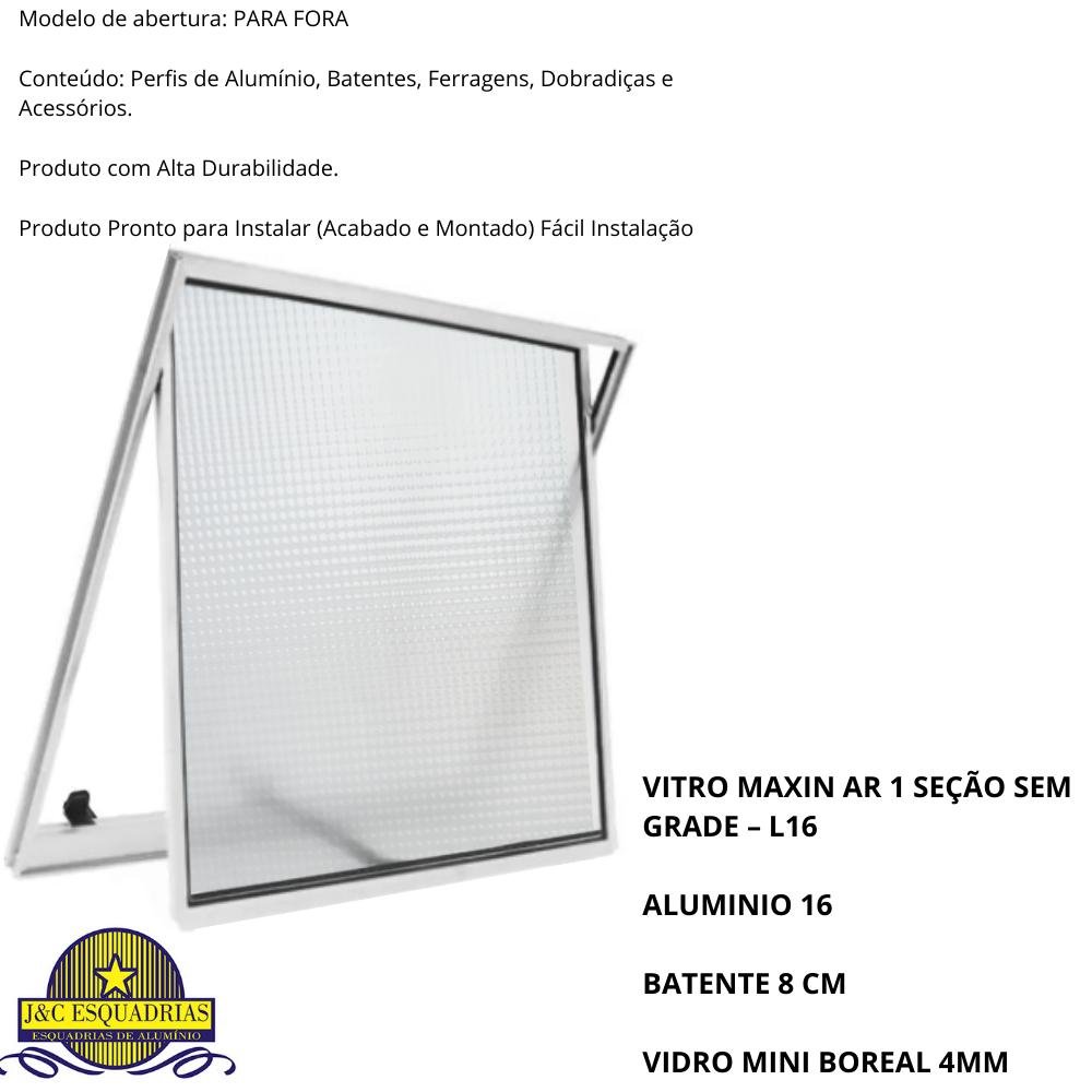Janela Vitro Max Ar sem Grade de Aluminio Branco Liso 80x80 com Vidro Mini Boreal Transparente J&c - 3