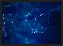 Ver imagem 1 de Quadro Decorativo Abstrato Geométrico Tons Azul Com Moldura Salas Decorações