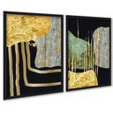 Ver imagem 1 de Kit 2 Quadros Modernos Abstratos Contemporâneos 24x18cm:moldura Branca