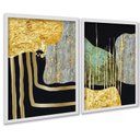 Ver imagem 2 de Kit 2 Quadros Modernos Abstratos Contemporâneos 24x18cm:moldura Branca