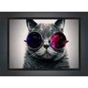 Ver imagem 3 de Quadro Decorativo Gato De Óculos Animais Salas Quartos Decorações Com Moldura