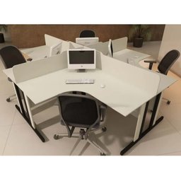 Mesa Delta em "l" P/ Escritório - Estação de Trabalho (cor Ovo) 120x120 - 2
