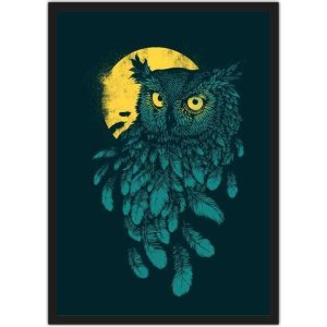 Quadro Decorativo Coruja Abstrato Ave Animais Salas Quartos Decorações com Moldura