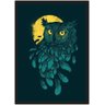 Quadro Decorativo Coruja Abstrato Ave Animais Salas Quartos Decorações com Moldura - 1