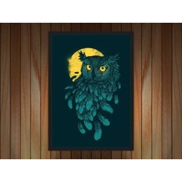 Quadro Decorativo Coruja Abstrato Ave Animais Salas Quartos Decorações com Moldura - 2