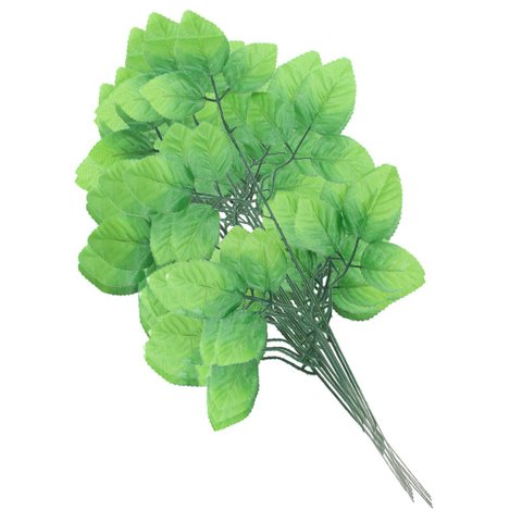 72 Ramos Decoração Arranjo Folhas de Rosa Artificial Planta Plástico 5 Galhos Cada 47cm