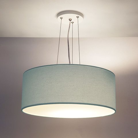 Lustre Pendente Redondo Cúpula em Tecido 40x15:azul5949