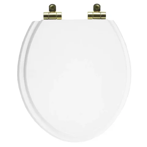 Assento Sanitário Poliéster Soft Close Oval Branco para Todas as Marcas com Ferragem Dourada
