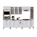 Ver imagem 3 de Cozinha Americana Modulada Torre Quente Paneleiro e Aéreo com Vidro Reflecta com Tampo Completa 6 Peças Paris