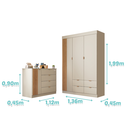 Ver imagem 4 de Kit Quarto Infantil Bebê Ayla Cômoda 4 Gavetas Guarda Roupa 3 Portas 4 Gavetas Off White -phoenix Ba