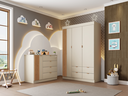 Ver imagem 2 de Kit Quarto Infantil Bebê Ayla Cômoda 4 Gavetas Guarda Roupa 3 Portas 4 Gavetas Off White -phoenix Ba