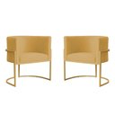 Ver imagem 1 de Kit 2 Poltronas Decorativa Sala Estar Recepção Escritório Luana Base Gold Veludo Mostarda Montanaris