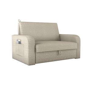 Sofá Cama 2 Lugares Compacto com Baú 145 Larg Daiane Matrix Cor:linho Milenium Palha