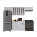 Ver imagem 2 de Cozinha Modulada 4 Peças 1 Balcão com Tampo 3 Aéreos 100% MDF com Vidro e Rodapé Bari