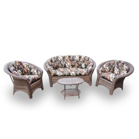 Conjunto de Sofá Fibra Sintética 19 - 1 Sofá 2 L + 2 Poltronas + 1 Mesa Centro - Tecido Revieira Mar