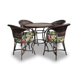 Conjunto de Mesa Fibra Sintética Arcobalena - 4 Poltronas + 1 Mesa - Tecido Saquarema - 1