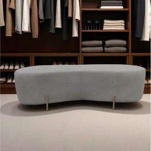 Puff Decorativo Orgânico Alana Bouclé Cinza Claro