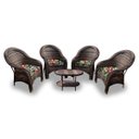 Ver imagem 1 de Conjunto de Poltronas Fibra Sintética Karibe - 4 Poltronas + 1 Mesa Centro - Tecido Saquarema