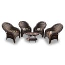 Ver imagem 1 de Conjunto de Poltronas Fibra Sintética karibe - 4 Poltronas + 1 Mesa Centro - Tecido Revieira Marrom