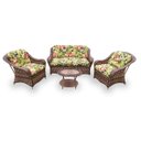 Ver imagem 1 de Conjunto de Sofá Fibra Sintética Naja - 1 Sofá 2 L + 2 Poltronas + 1 Mesa Centro - Tecido Saquarema