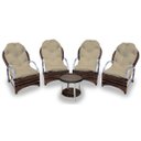 Ver imagem 1 de Conjunto de Poltronas Fibra Sintética Pequim Alumínio - 4 Poltronas + 1 Mesa Centro - Tecido Duna De