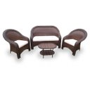 Ver imagem 1 de Conjunto de Sofá Fibra Sintética Karibe - 1 Sofá 2L + 2 Poltronas + 1 Mesa Centro - Tecido Duna Cru