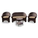 Ver imagem 1 de Conjunto de Sofá Fibra Sintética Bali - 1 Sofá 2L + 2 Poltronas + 1 Mesa Centro - Tecido Duna Desert