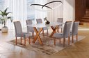 Ver imagem 1 de Conjunto Sala de Jantar 6 Lugares Vitória 1.60m Mesa e Cadeiras Madeira Maciça Suede Cinza