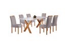 Ver imagem 2 de Conjunto Sala de Jantar 6 Lugares Vitória 1.60m Mesa e Cadeiras Madeira Maciça Suede Cinza