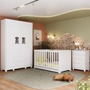 Ver imagem 1 de Quarto de Bebê Completo com Berço Americano 3 em 1 Fofura Multimóveis Mp4649 Branco