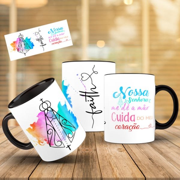 Caneca - Nossa Senhora (com interior e alça preta) - 1